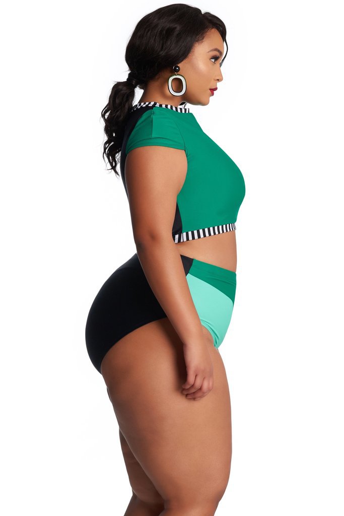 Traje de baño bikini de talle alto para mujer de tallas grandes