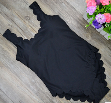 Bikini Negro Sexy con Diseño de Onda para Mujer