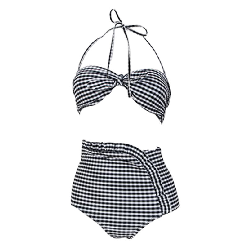 Conjunto de Bikini de Cintura Alta a Cuadros Lindo 2020