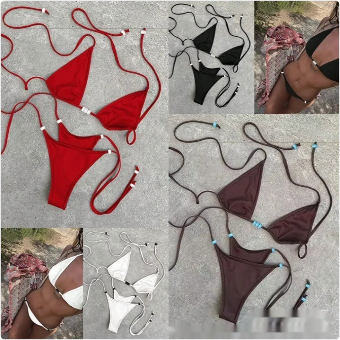 Bikini Dividido con Cordones para Mujer