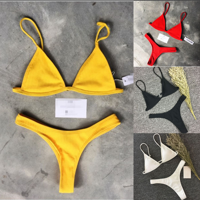 Conjunto de Bikini de Punto Negro y Blanco Estilo 2018