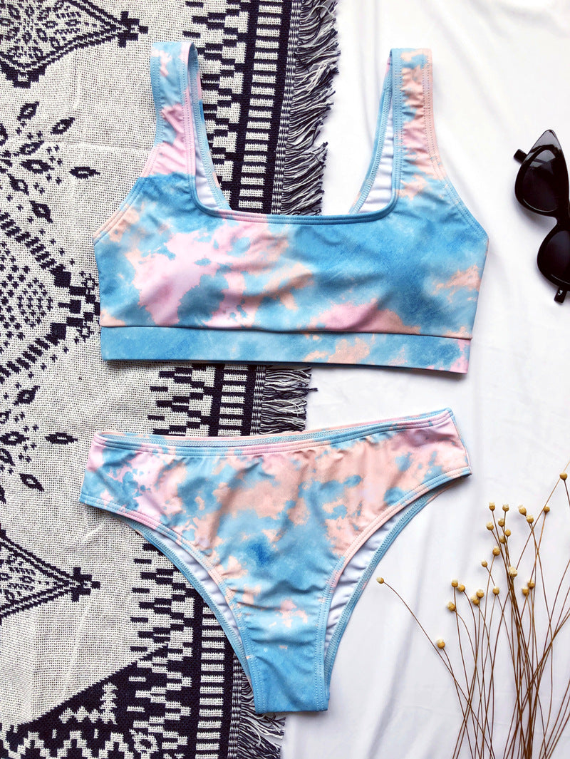 Conjunto de Bikini Estampado Tie-Dye - Traje de Baño Sexy