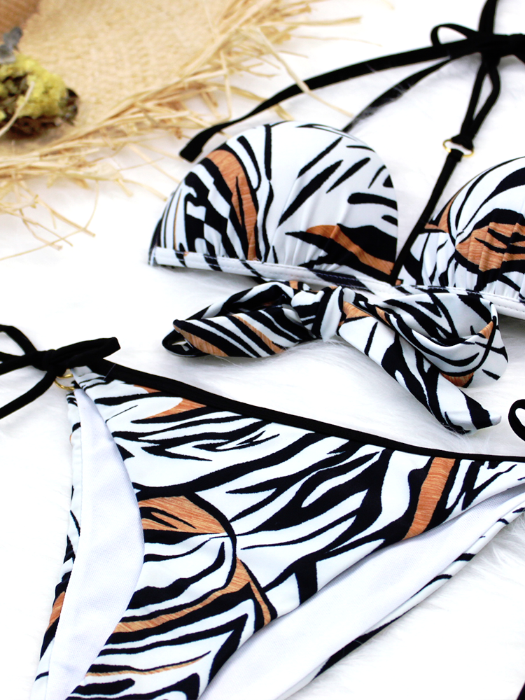 Bikini de Dos Piezas con Estampado de Leopardo para Mujer Sexy