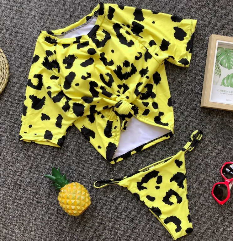 Conjunto de Bikini Anudado Tendencia 2018 con Mangas Medias