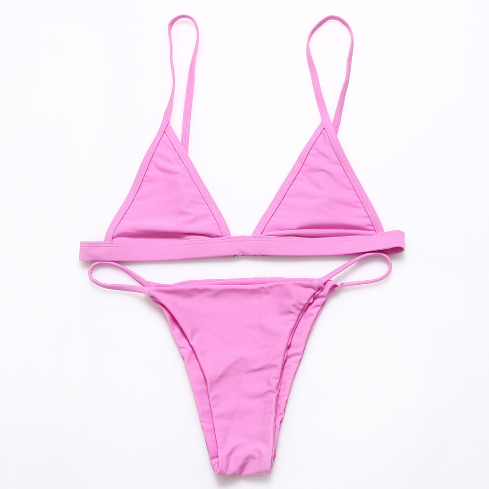 Conjunto de Bikini de Dos Piezas en Color Sólido para Mujer 2018