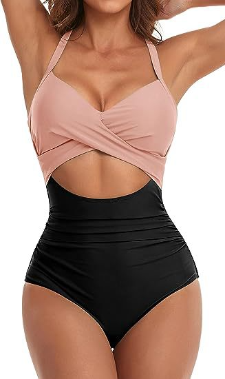 Traje de baño de una pieza con espalda cruzada
