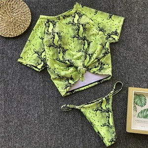 Conjunto de Bikini Anudado Tendencia 2018 con Mangas Medias