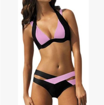 Traje de baño bikini para mujer con bloques de color - Estilo sexy