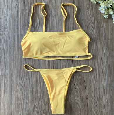 Conjunto de bikini de corte alto para mujer con estampado de rayas