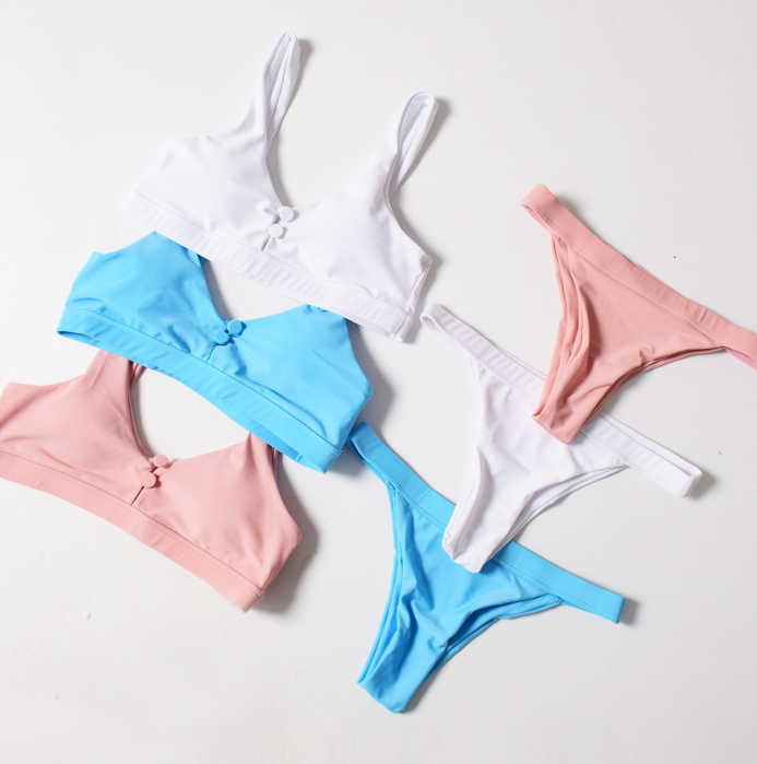 Conjunto de Bikini para Mujer de Cintura Baja y Color Sólido Sexy