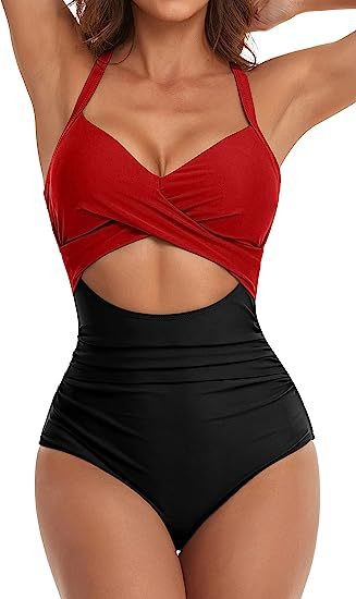 Traje de baño de una pieza con espalda cruzada