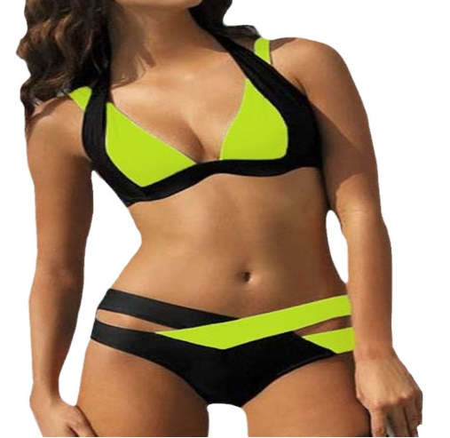Traje de baño bikini para mujer con bloques de color - Estilo sexy