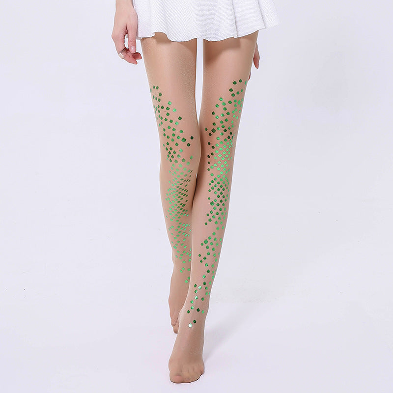 Medias de Bikini Sirena Delgadas con Estampado Brillante