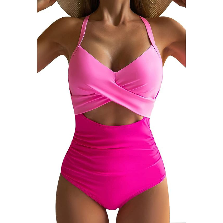 Traje de baño de una pieza con espalda cruzada