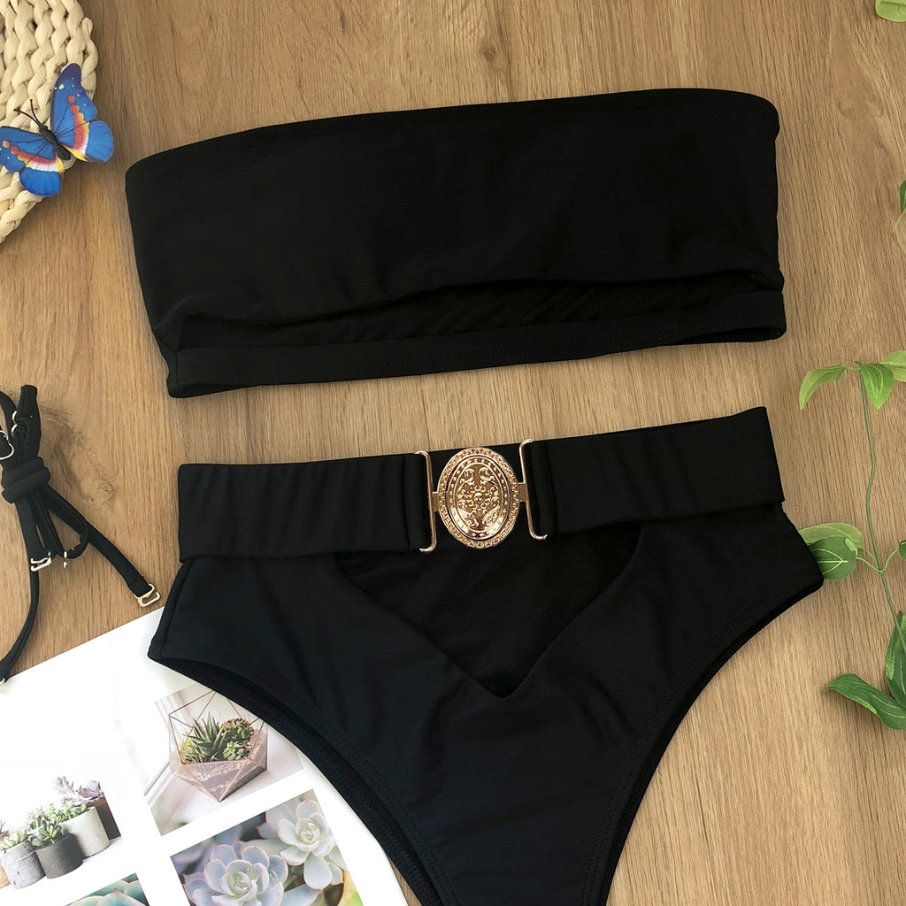 Bikini sin Tirantes con Hebilla Metálica Chic para Mujeres