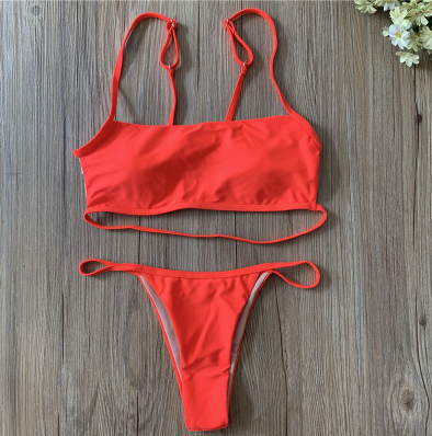 Conjunto de bikini de corte alto para mujer con estampado de rayas