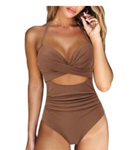 Traje de baño de una pieza con espalda cruzada