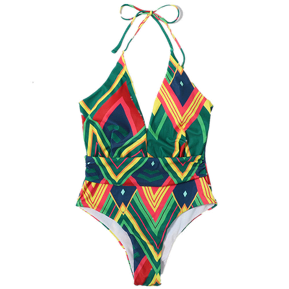 Traje de baño de una pieza con escote en V profundo y espalda descubierta