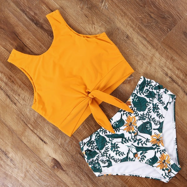 Bikini de talle alto para mujer con estampado floral, colección 2020