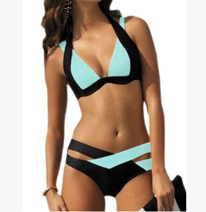 Traje de baño bikini para mujer con bloques de color - Estilo sexy