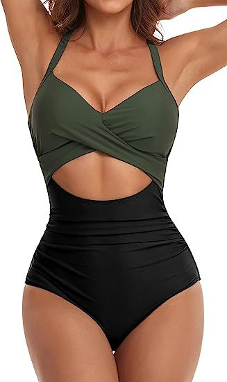 Traje de baño de una pieza con espalda cruzada