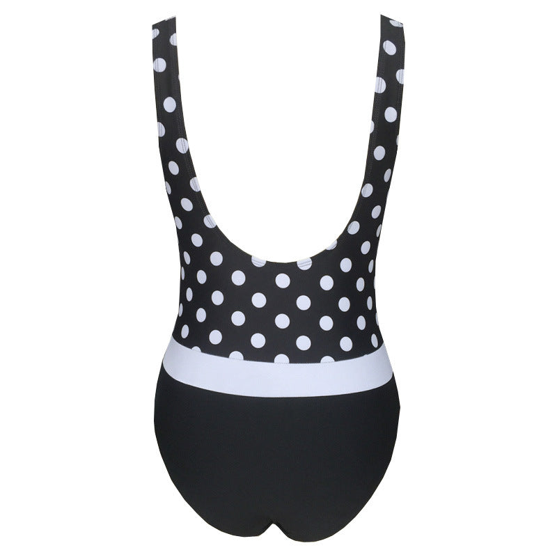 Traje de baño de una pieza adelgazante de lunares para mujer