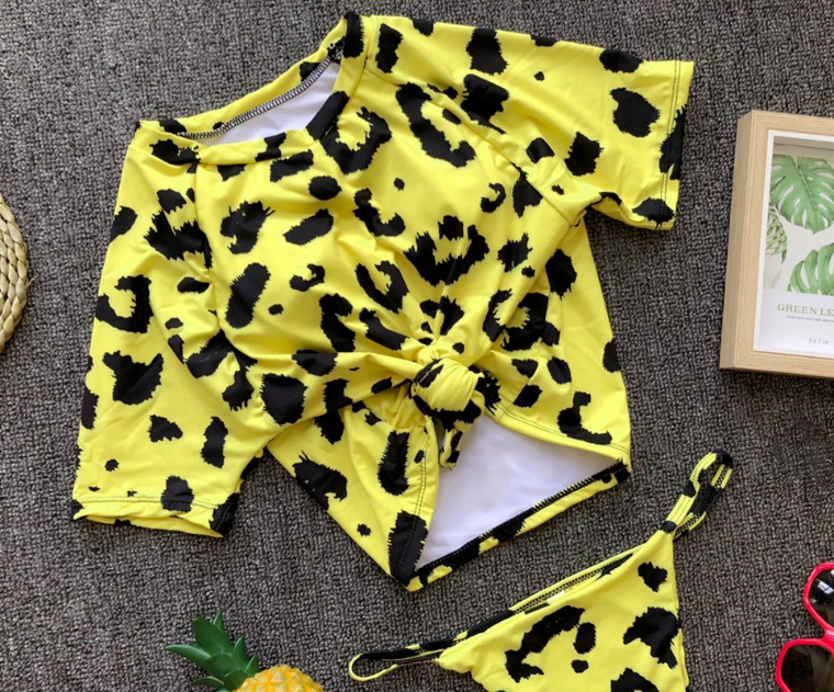 Conjunto de Bikini Anudado Tendencia 2018 con Mangas Medias