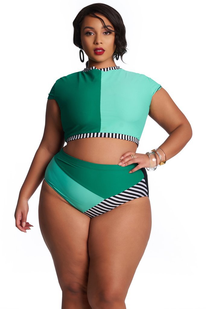Traje de baño bikini de talle alto para mujer de tallas grandes