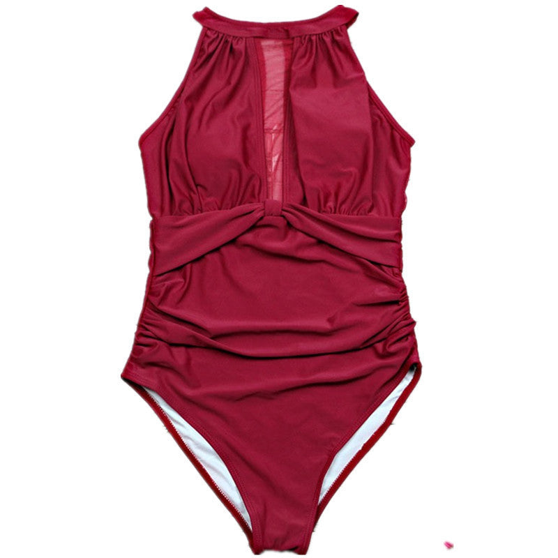 Traje de baño de una pieza para mujer 2019 con diseño de malla transparente