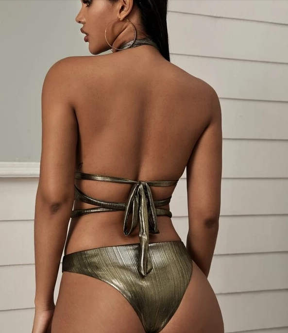 Traje de baño de una pieza con tirantes asimétricos y sexy SU1980