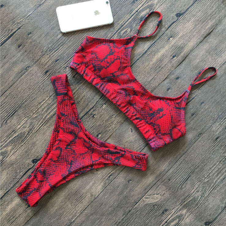 Conjunto de bikini elegante con estampado de leopardo y relleno.