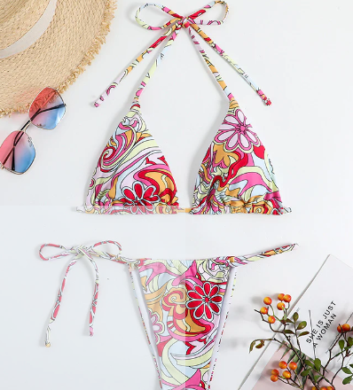 Bikini Triangular Estampado Liliana de Bella's™ (Una Pieza)