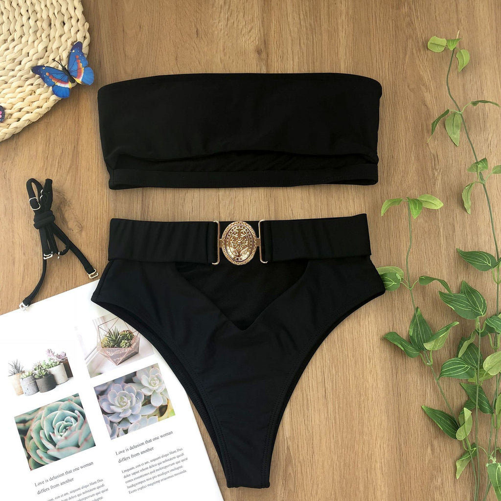 Bikini sin Tirantes con Hebilla Metálica Chic para Mujeres