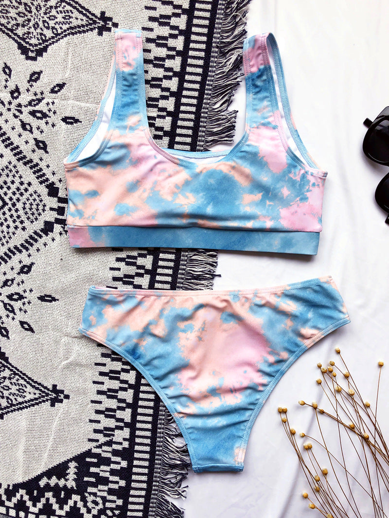 Conjunto de Bikini Estampado Tie-Dye - Traje de Baño Sexy