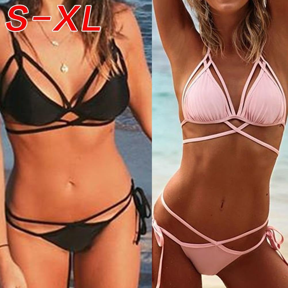 Conjunto de bikini sexy con tirantes y diseño de estilo europeo.