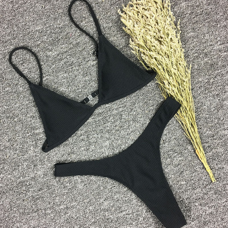 Conjunto de Bikini de Punto Negro y Blanco Estilo 2018