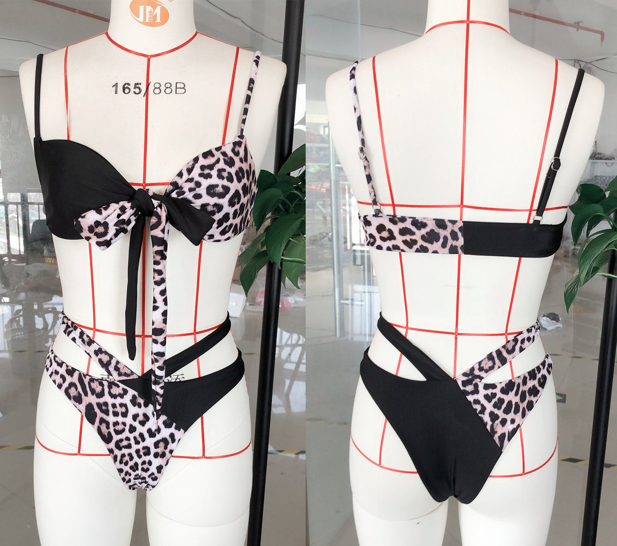 Traje de baño bikini de talle alto con estampado de leopardo para mujer