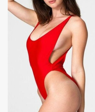 Traje de baño de una pieza sexy de color liso para mujer