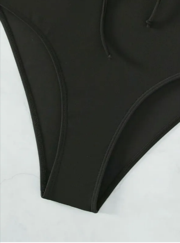 Traje de Baño de Una Pieza con Cordón Ajustable y Detalle Hueco para Mujer