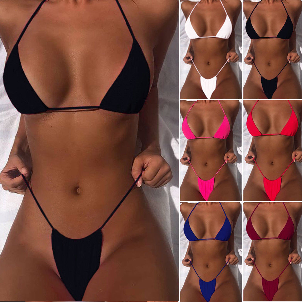 Traje de Baño Tanga Sexy Multicolor para Mujer