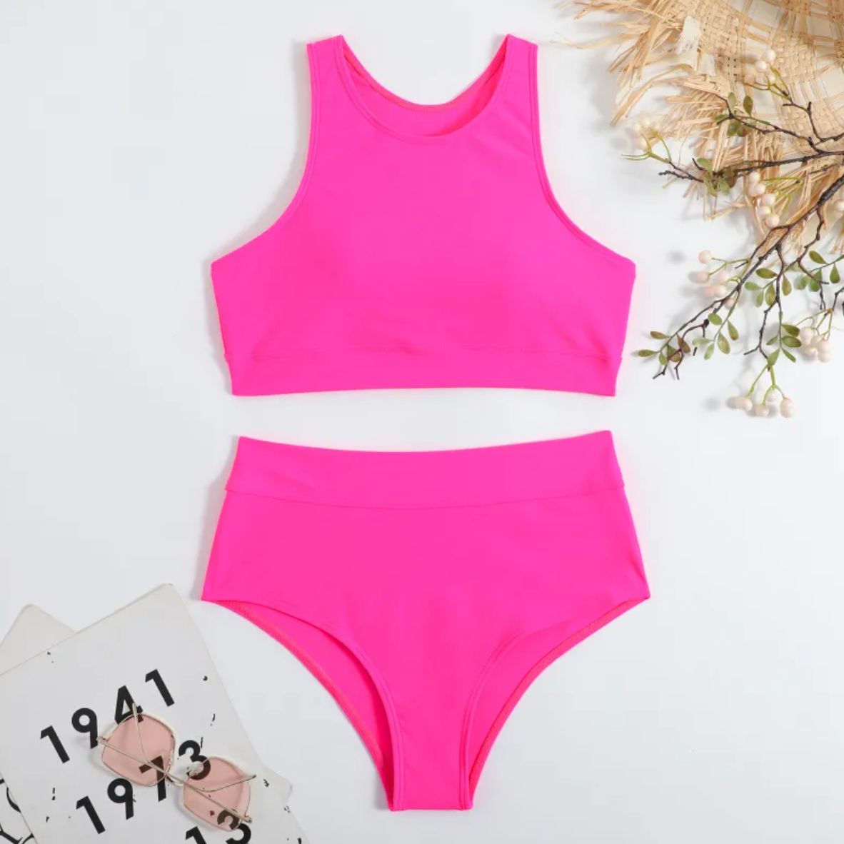 Traje de Baño de Nylon Estampado con Cinturón