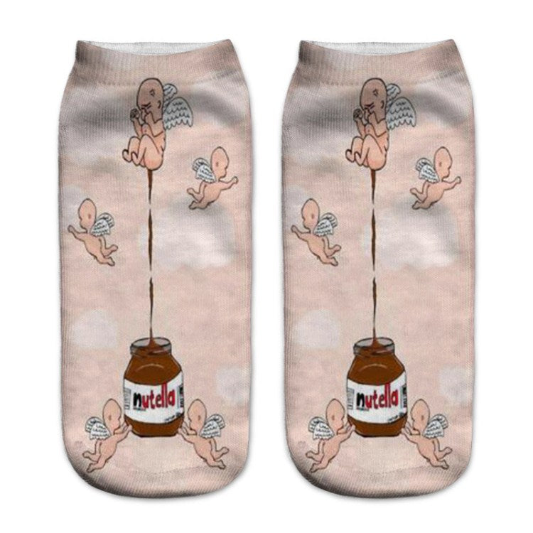 Calcetines de Barco Cómodos y Estilosos con Diseño de Crema de Cacahuete