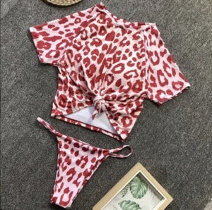 Conjunto de Bikini Anudado Tendencia 2018 con Mangas Medias