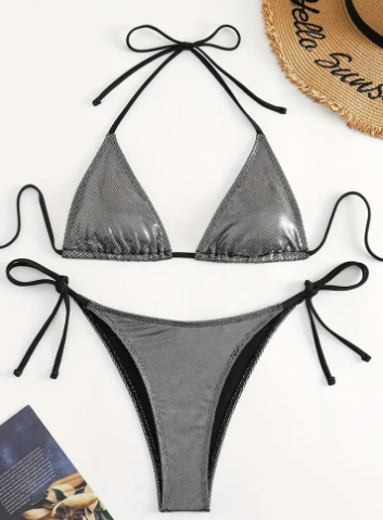 Conjunto de bikini floral de encaje con tirantes sexys