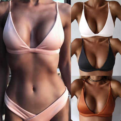 Top de Bikini Sexy de Color Sólido para Mujer 2019