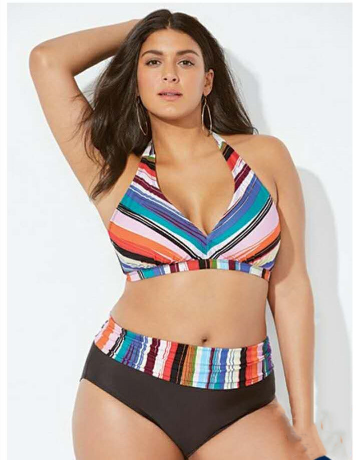 Traje de baño bikini de talle alto para mujer, tallas grandes, 2020