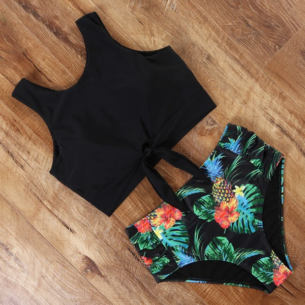 Bikini de talle alto para mujer con estampado floral, colección 2020