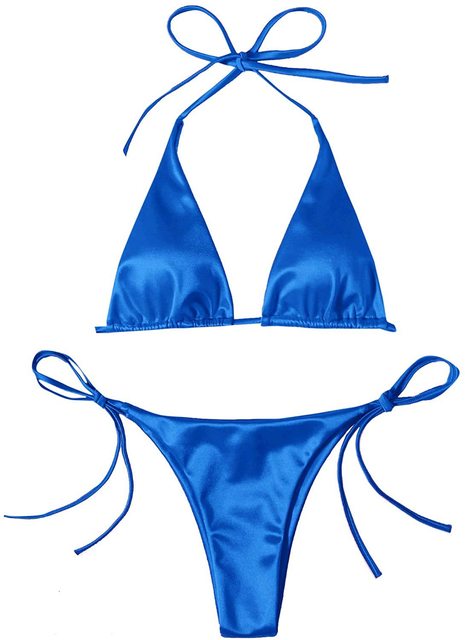 Conjunto de Bikini de Dos Piezas con Top Halter Metálico