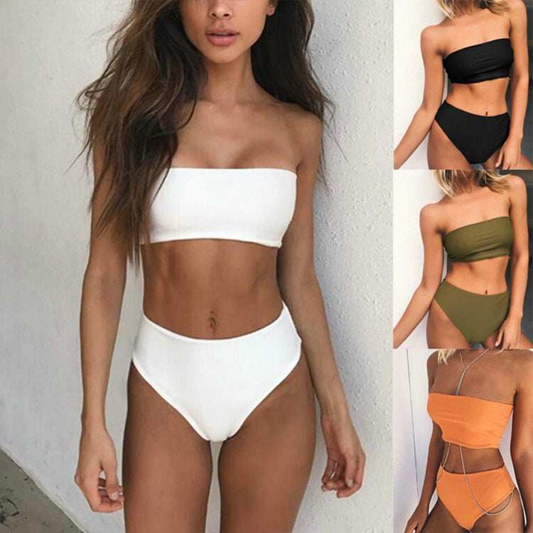 Nuevo Bikini Sexy Sin Tirantes de Cintura Alta