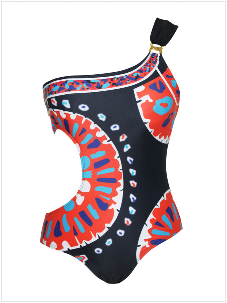 Traje de baño de una pieza triangular estampado